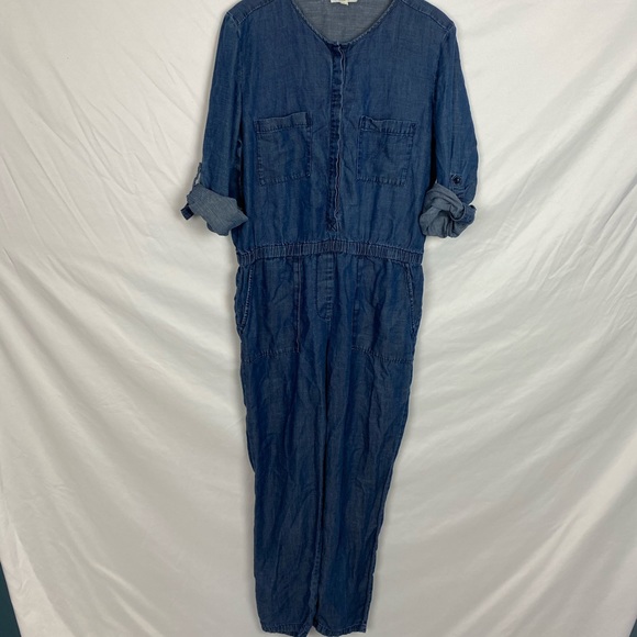 Ann Taylor Loft Denim Coverall Jumpsuit Medium 🌿 - Picture 3 of 12
